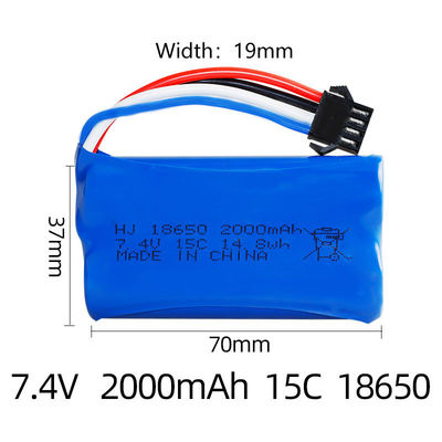 Toys Long Cycle Life 7.4V Lithium RC Batteries Compatible Engine Starting 2000mAh